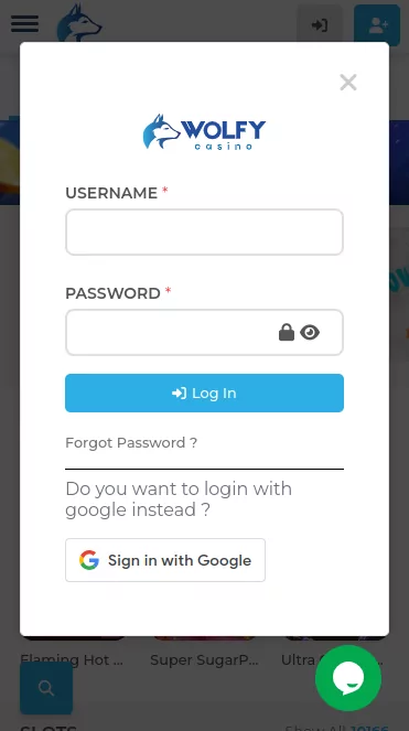 Wolfy Casino login