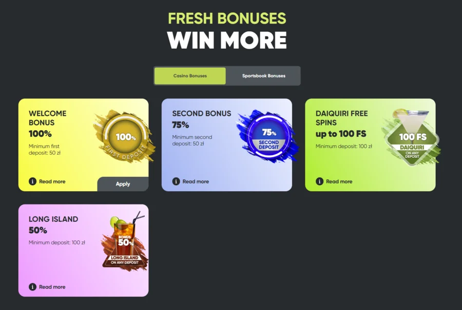 fresh casino bonus bez depozytu