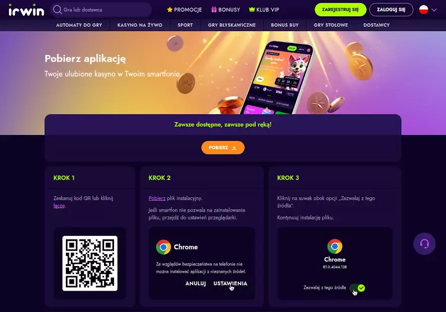 Aplikacja Mobilna IRWIN Casino irwin casino rezenzja