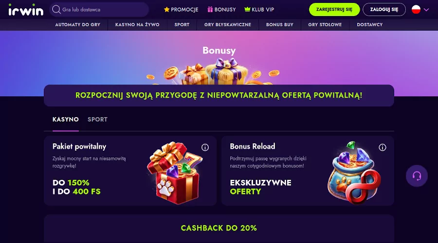 Bonusy i Promocje w IRWIN irwin casino bonus