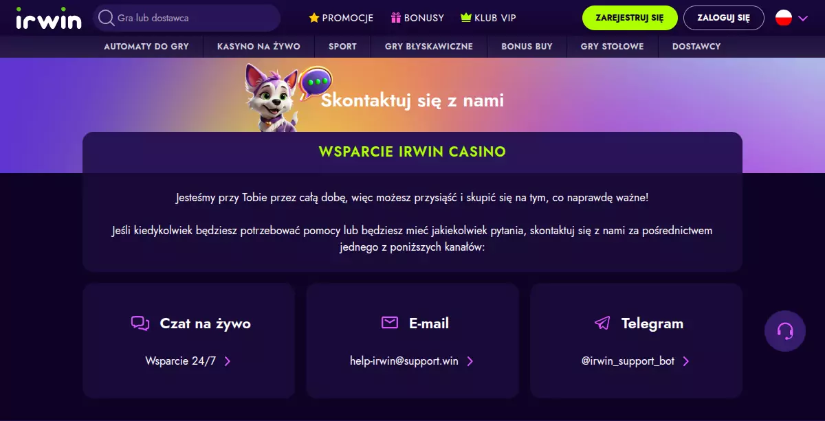 Wsparcie IRWIN Casino irwin casino opinie