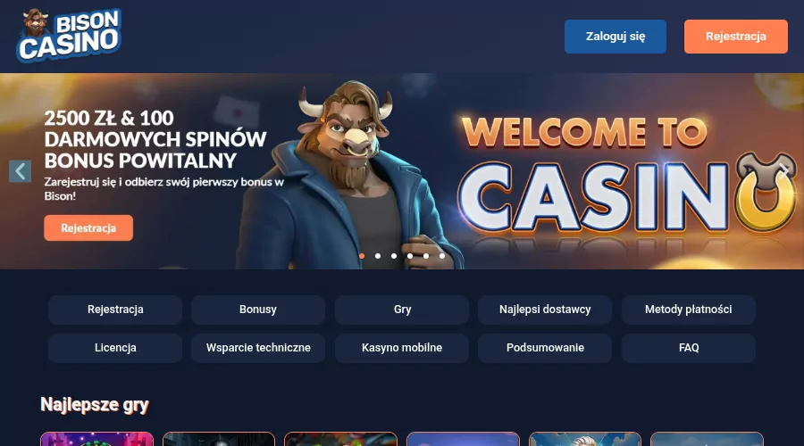 Bonusy w Bison Casino playbison kod promocyjny 2025
