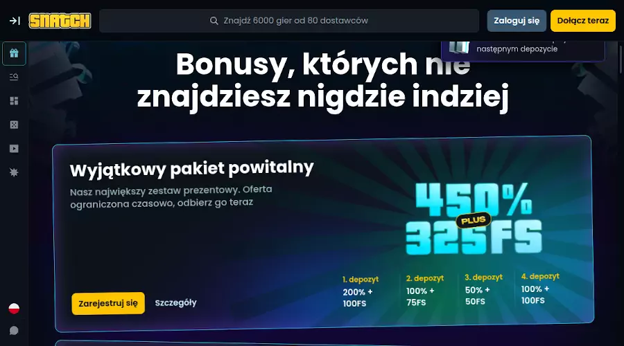 Bonusy w Snatch Casino Snatch Casino kod promocyjny