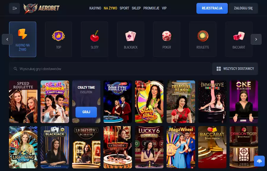 Kasyno na żywo w Aerobet casino Aerobet casino 2025