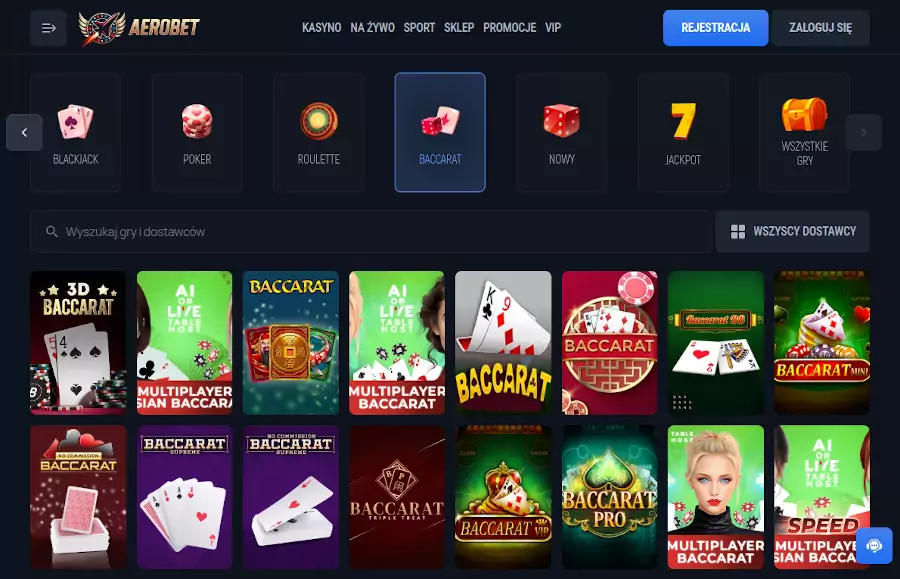 Gry stołowe w Aerobet casino Aerobet pl