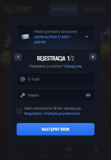 Rejestracja w Aerobet casino Aerobet casino opinie