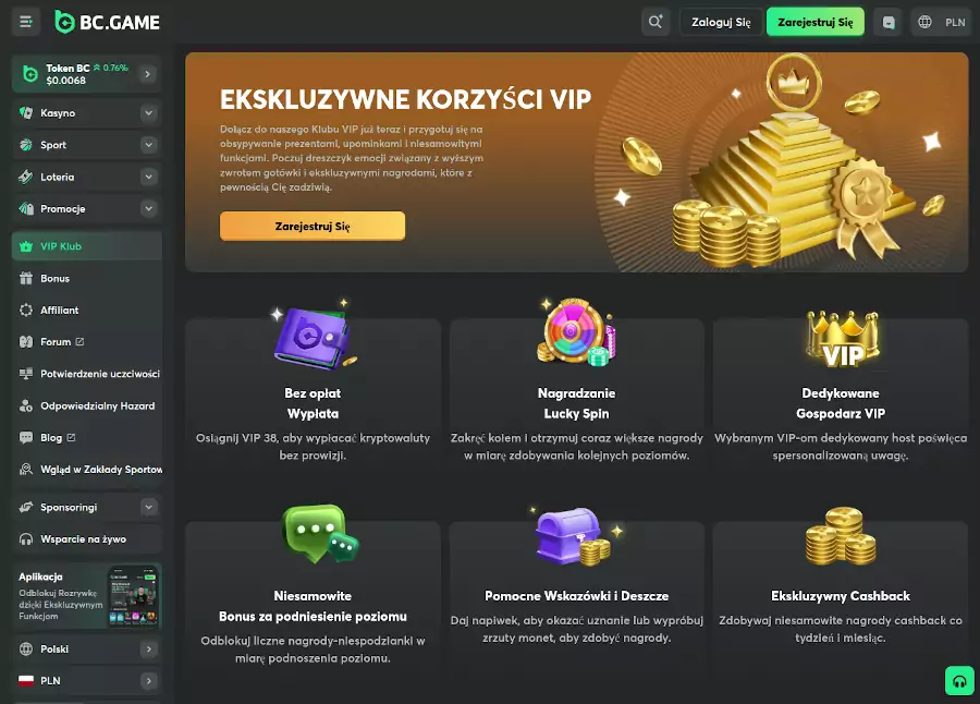 Ekskluzywne bonusy od kasyna BC.Game dla graczy VIP