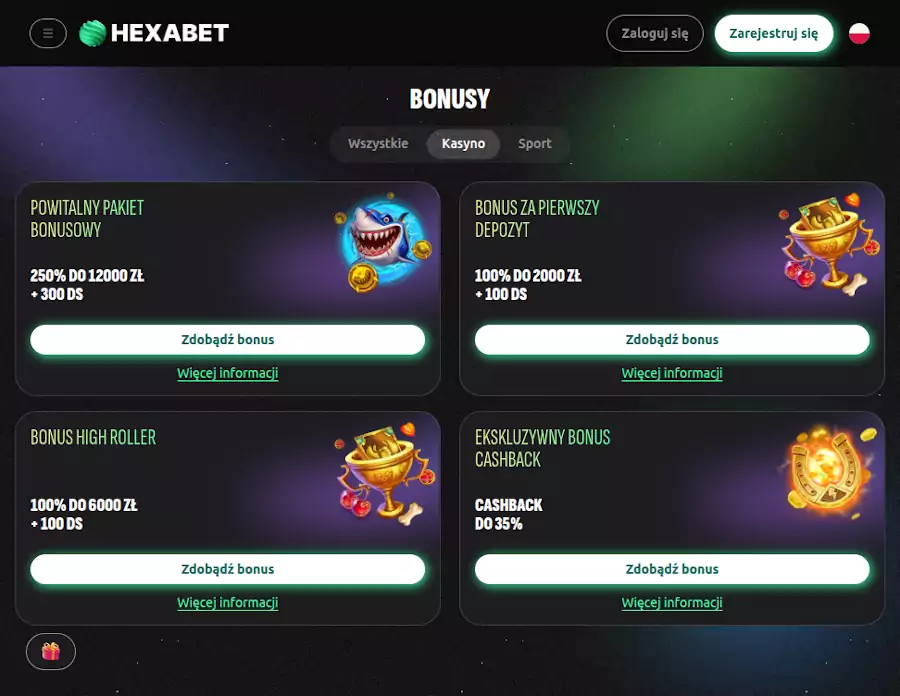 Bonusy w Hexabet Hexabet recenzja