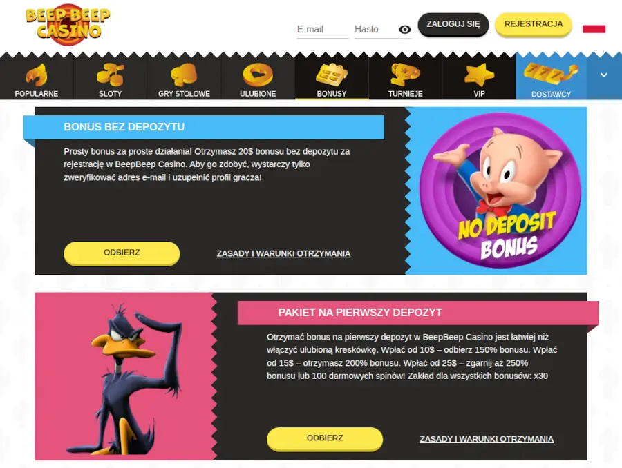 Bonusy w Beep Beep Casino Bonusy w Beep Beep Casino