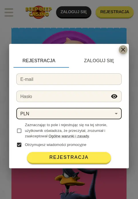 Rejestracja w Beep Beep Rejestracja w Beep Beep Casino