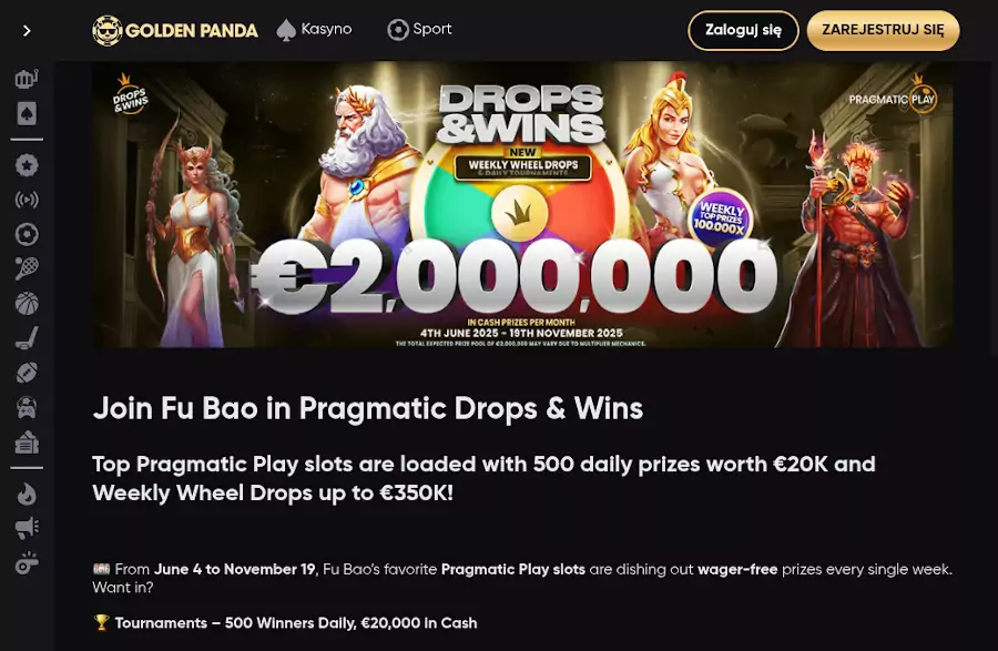 W GoldenPanda casino kasynie użytkownicy mogą otrzymać nagrody bonusowe