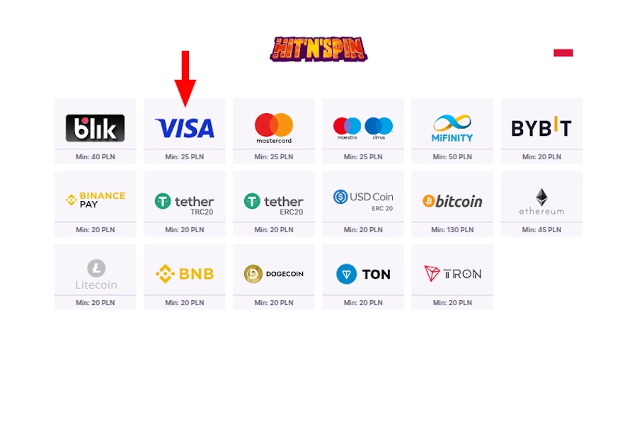 Hit'N'Spin kasyno z wpłatą Visa Hit'N'Spin kasyno z wpłatą Visa
