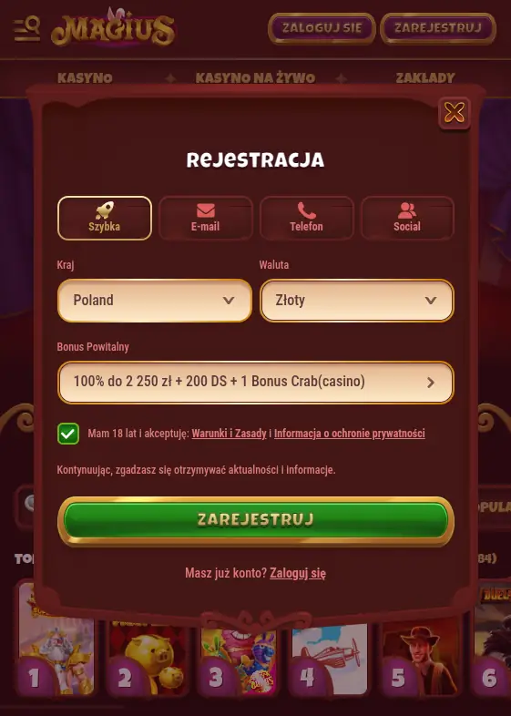 Rejestracja w Magius casino online Rejestracja w Magius casino online