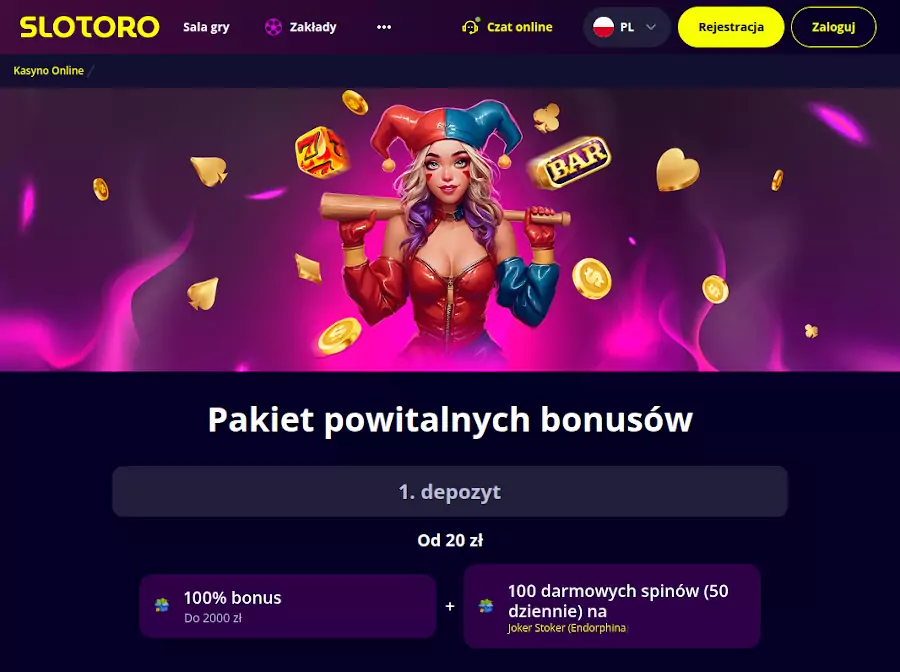 Slotoro bonus powitalny