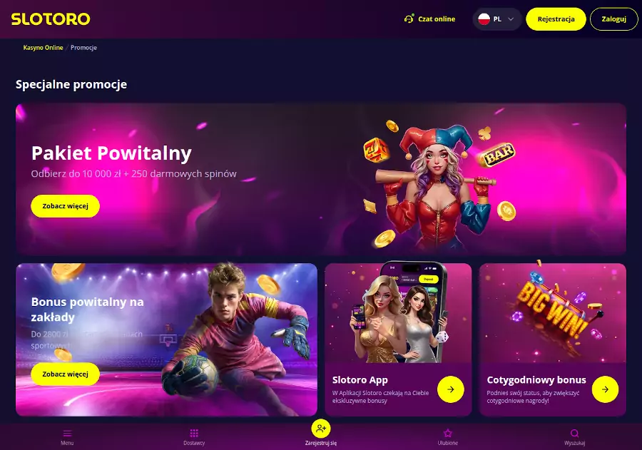 Bonusy w kasynie Slotoro 