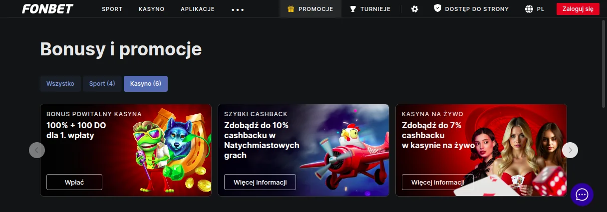 Bonusy w kasyno Fonbet Bonusy w kasyno Fonbet