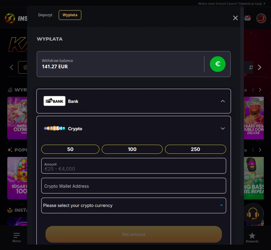 Wypłata wygranych środków z Instant casino bonus bez depozytu Wypłata wygranych środków z Instant casino bonus bez depozytu