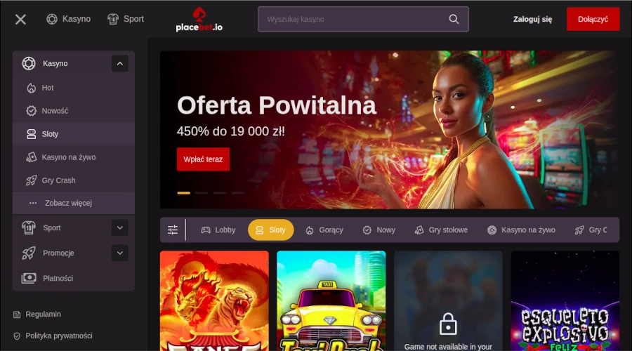 Kasyno Placebet.io strona główna Kasyno Placebet.io strona główna
