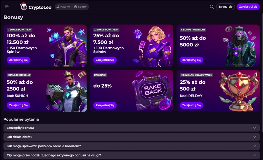 Cryptoleo darmowe spiny i bonus powitalny