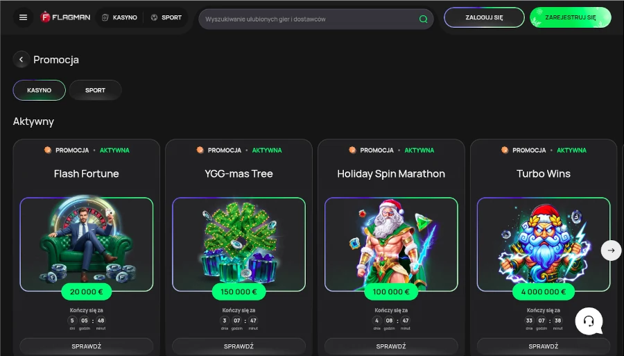Flagman Casino bonus bez depozytu i inne bonusy