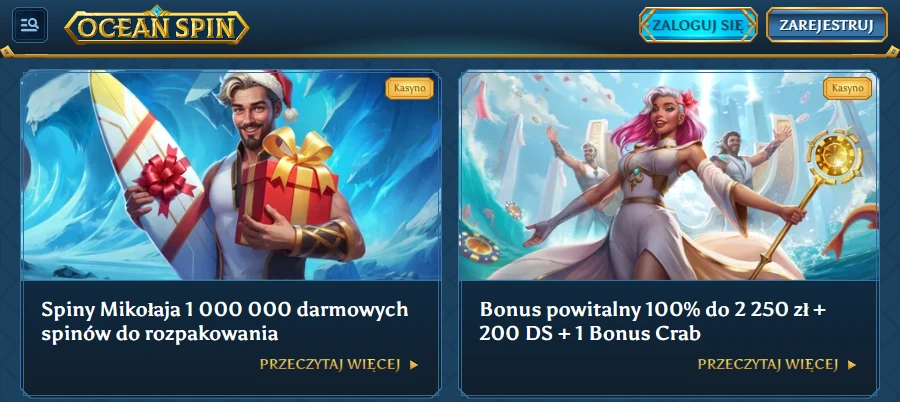 Oceanspin kasyno bonus powitalny
